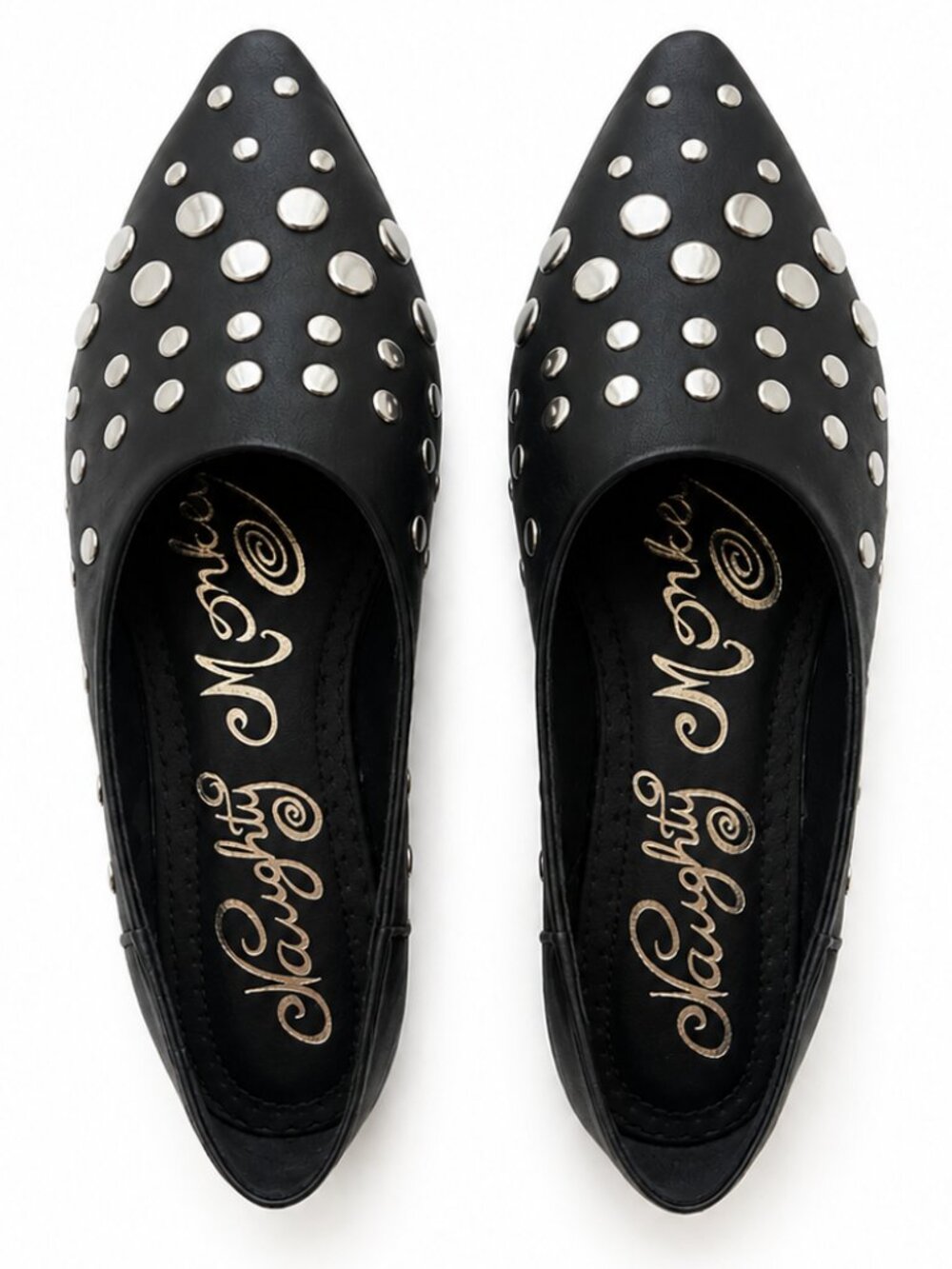 NAUGHTY MONKEY Harriette Pointed Toe Leather Studded Flats 7.5 EUC